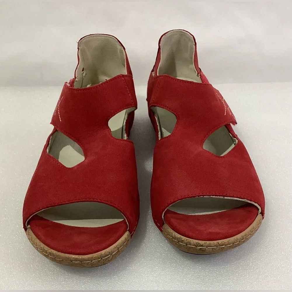 Waldlaufer Woman’s Leather Shoes size 6 1/2 Color Red Comfortable Adjustable